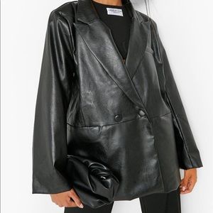 BOOHOO OVERSIZED LEATHER BLAZER